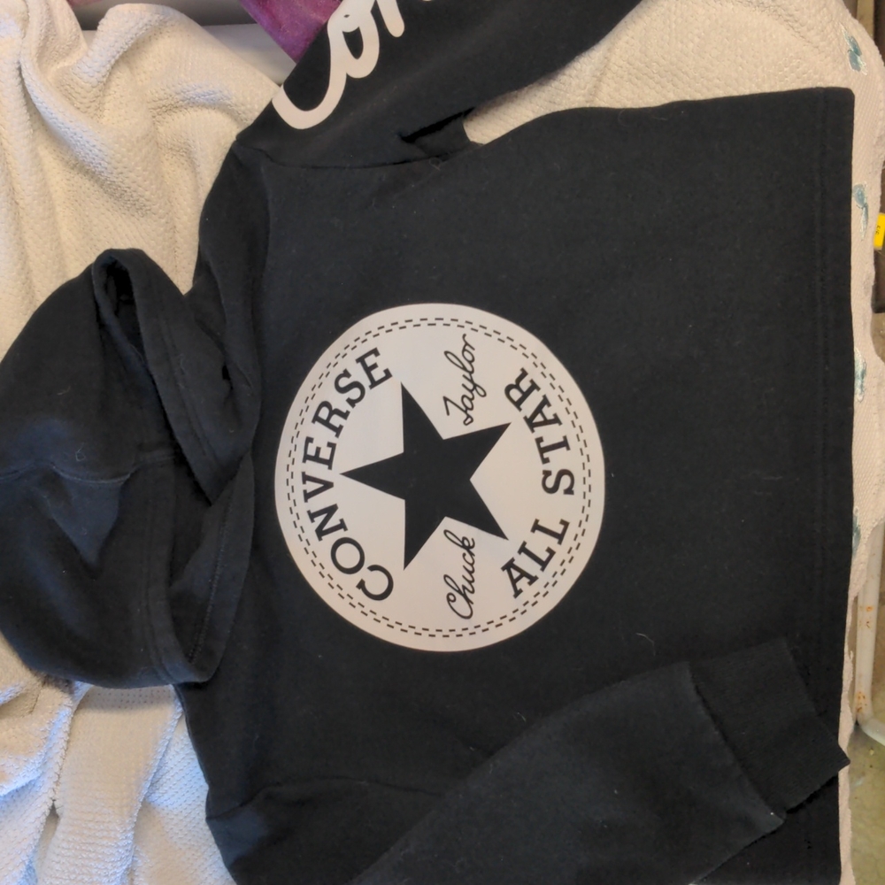 Converse cropped sweatshirt with "Converse" written on left sleeve